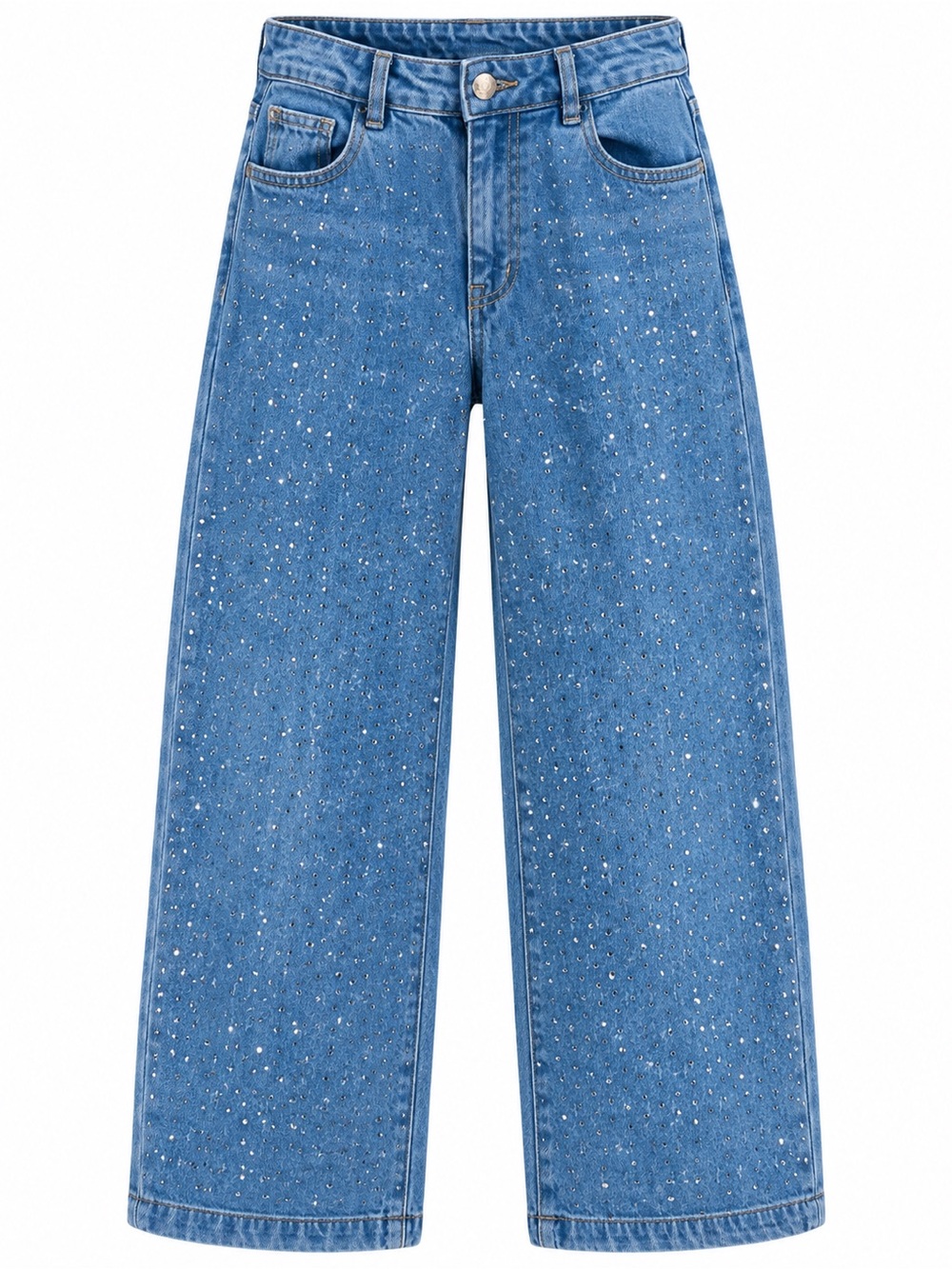 Piel de Angel Girls Rhinestone Jeans Tagged 16 Fits Like 7/8 Wide Leg Sparkle
